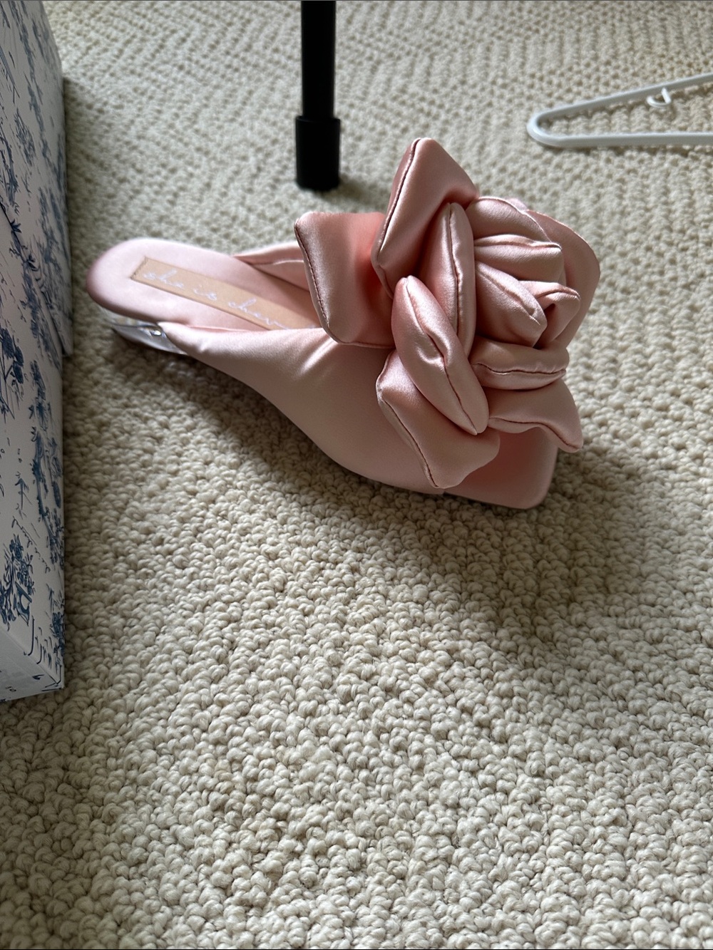 Anthropologie Pink Satin Rosette Pointed Mule